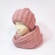 Комплект шапка и шарф (перламутрово-розовый)