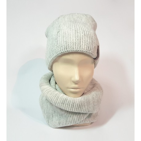 Комплект шапка и шарф унисекс (светло-серый)