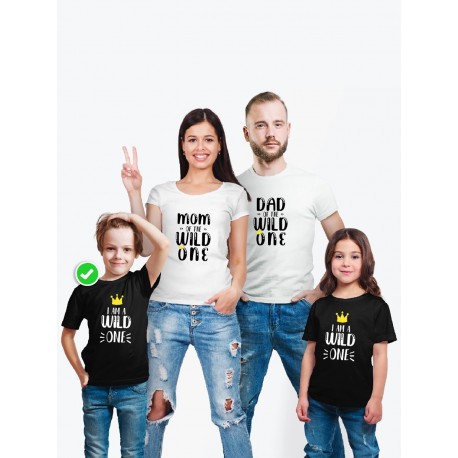 Футболки Family Look для всей семьи в одном стиле с принтом Of the wild one