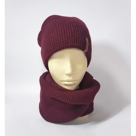 Комплект шапка и шарф (бордовый)
