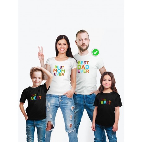 Футболки family look для всей семьи с принтом Best ever | Прикольные одинаковые семейные футболки