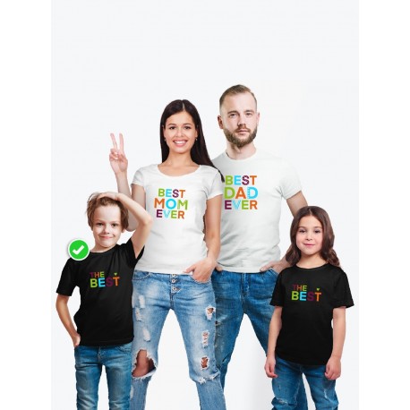 Футболки family look для всей семьи с принтом Best ever | Прикольные одинаковые семейные футболки