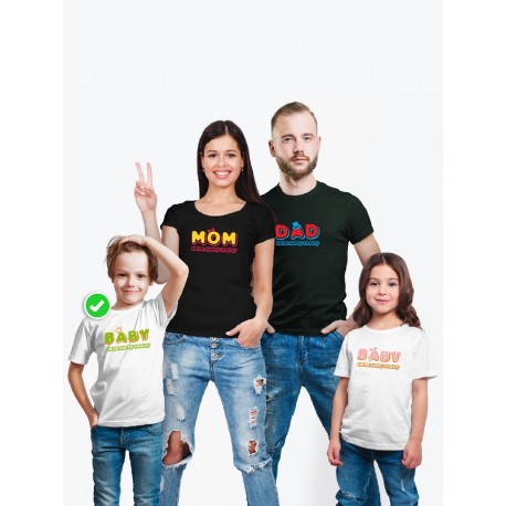 Футболки family look для всей семьи с принтом We are happy family | Прикольные одинаковые семейные