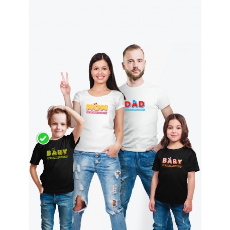 Футболки family look для всей семьи с принтом We are happy family | Прикольные одинаковые семейные