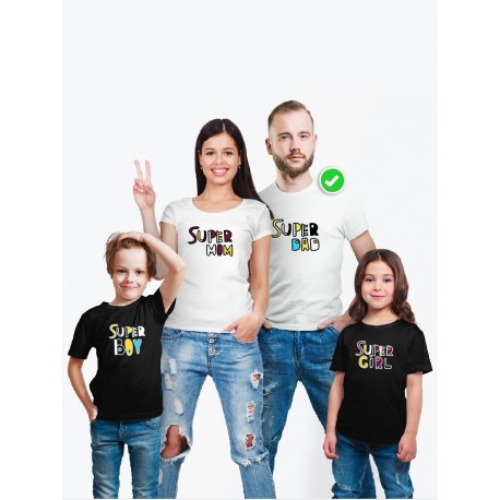 Футболки family look для всей семьи с принтом Super family|