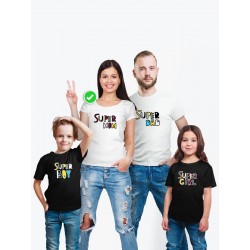 Футболки family look для всей семьи с принтом Super family|