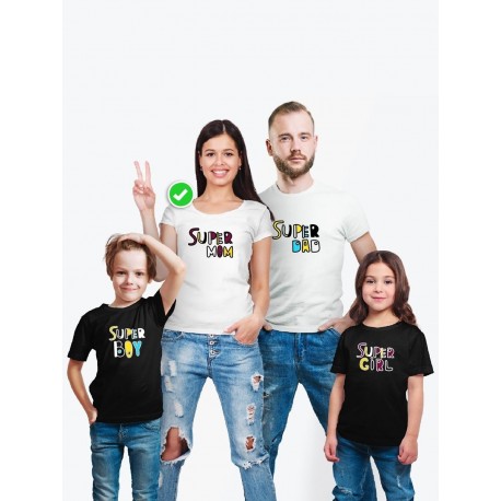Футболки family look для всей семьи с принтом Super family|