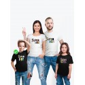 Футболки family look для всей семьи с принтом Super family| Прикольные одинаковые семейные футболки