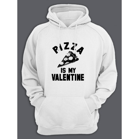 Прикольная, смешная и оригинальная толстовка с капюшоном с принтом "Pizza is my valentine"