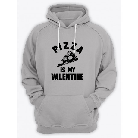 Прикольная, смешная и оригинальная толстовка с капюшоном с принтом "Pizza is my valentine"