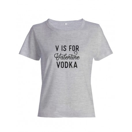 Футболка ко дню влюбленных с принтом V is for vodka | Футболка на 14 февраля