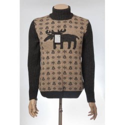 Мужской свитер с оленями 05171 Коричневый