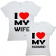 Парные футболки с надписью "I love my WIFE&HUSBAND"