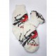 Шерстяные носки женские пуховые со снегирями белые