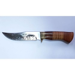 Охотничий нож Лось-1, длина лезвия 15 см, с гравировкой