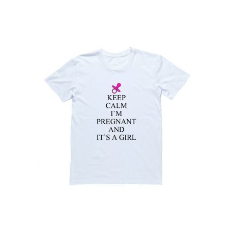 Футболка для беременных с надписью "Keep calm I`m pregnant and it`s a girl"