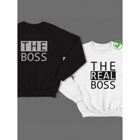 Парный свитшот для двоих с принтом "The boss & The real boss"