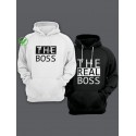 Парная толстовка для двоих - худи с принтом "The boss & The real boss"