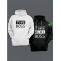 Парная толстовка для двоих - худи с принтом "The boss & The real boss"
