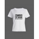 Смешная женская футболка с принтом Zombies eat brains / Необычный подарок на день рождения