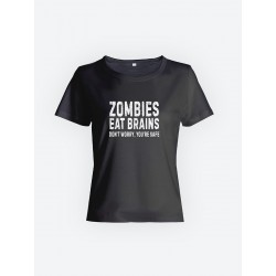 Смешная женская футболка с принтом Zombies eat brains / Необычный подарок на день рождения