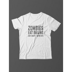 Мужская футболка с забавным принтом и смешной надписью Zombies eat brains/для мужчины