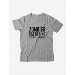 Мужская футболка с забавным принтом и смешной надписью Zombies eat brains/для мужчины