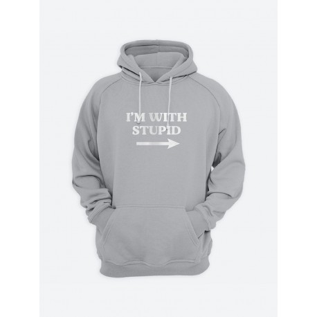 Женская толстовка с капюшоном с принтом "I'm with stupid"