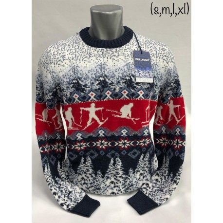 Мужской свитер с лыжниками 220-154