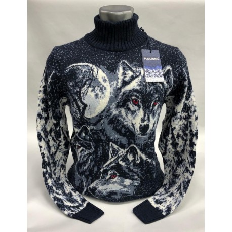 Мужской свитер с волком 230-388
