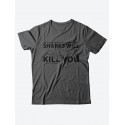 Качественная хлопковая футболка для женщин Sharks will kill you / Прикольные надписи на футболках