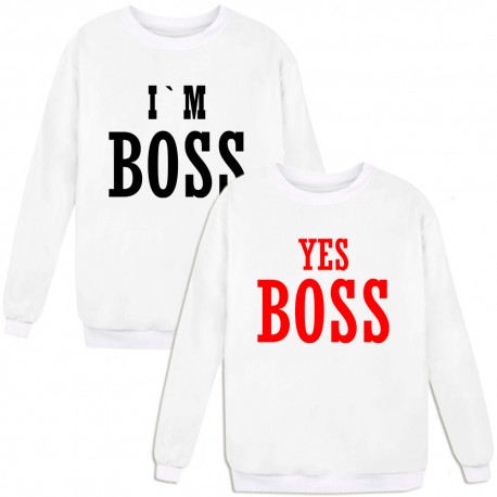 Парные свитшоты с надписью "I'm Boss&Yes Boss"