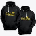 Парные толстовки с капюшоном для влюбленных "Prince (Принц)" и "Princess (Принцесса)"
