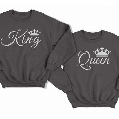 Парные свитшоты для влюбленных "King" (Король) и  "Queen" (Королева)