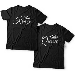 Парные футболки для влюбленных с надписями "King" и  "Queen"