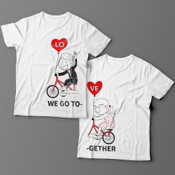 Парные футболки для влюбленных "We go" ("мы едем") и "Together" ("вместе")