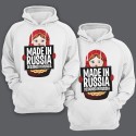 Парные толстовки с капюшоном для влюбленных "Made in Russia (Сделано в России)"