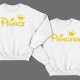 Парные свитшоты для влюбленных "Prince (Принц)" и "Princess (Принцесса)"