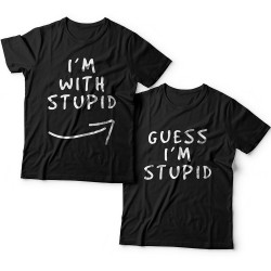 Парные футболки для влюбленных "I'm with stupid" и "Guess i'm stupid".