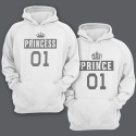 Парные толстовки с капюшоном для влюбленных "Prince" + "Princess" 