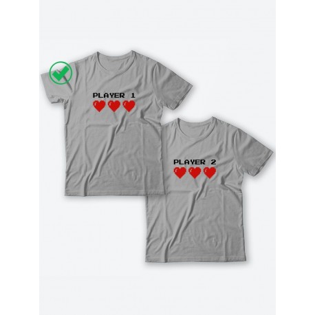 Футболки для двоих со смешными надписями Player1 & Player2/Парные для влюбленных
