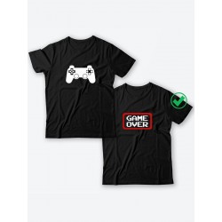 Парная футболка для двоих с принтом "Game over"